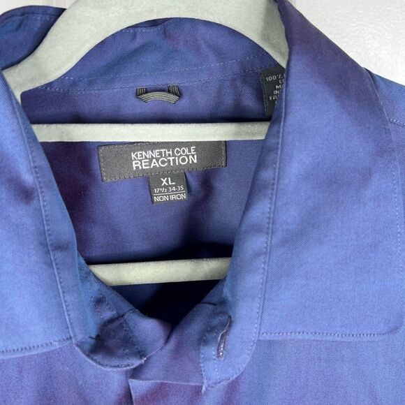 Sz XL Kenneth Cole XL 17.5 Collar Blue Purple Reflective Dress Up Shirt $60 MSRP - Picture 9 of 12